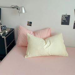 Pure Cotton Reversible Duvet Cover Set - Offwhite & Pink