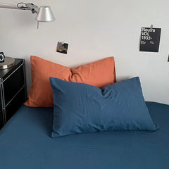 Pure Cotton Reversible Duvet Cover Set - Orange & Blue