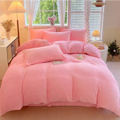 Reversible Velvet Duvet Cover - Baby Pink