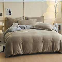 Reversible Velvet Duvet Cover - Cookie & Grey