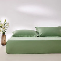 400 Thread Count Cotton Sateen Fitted Sheet - Pista Green