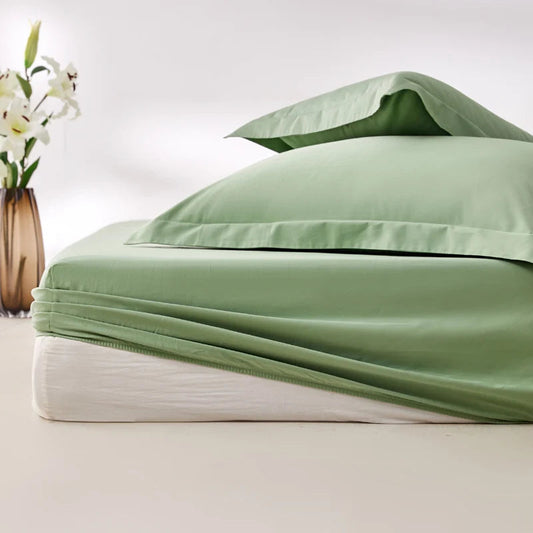 400 Thread Count Cotton Sateen Fitted Sheet - Pista Green