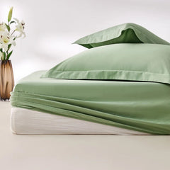 400 Thread Count Cotton Sateen Fitted Sheet - Pista Green