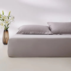 400 Thread Count Cotton Sateen Fitted Sheet - Slate Grey