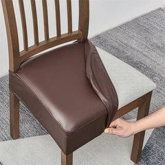 Waterproof Faux Leather Dining Seat Covers - Dark Brown