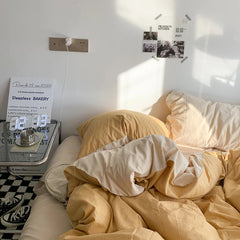 Pure Cotton Reversible Duvet Cover Set - Mango Yellow Shades