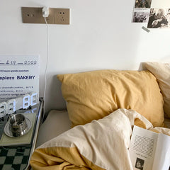 Pure Cotton Reversible Duvet Cover Set - Mango Yellow Shades