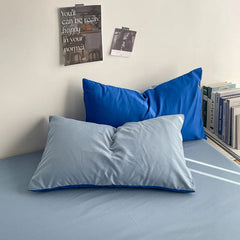 Reversible Cotton Duvet Cover - Royal Blue & Light Blue
