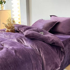 Reversible Velvet Duvet Cover - Purple