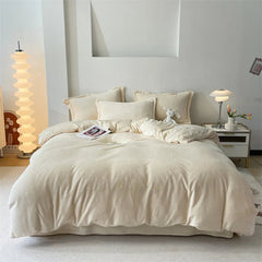 Reversible Velvet Duvet Cover - Off White