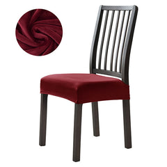 Stretchable Velvet Dining Seat Covers - Mahroon