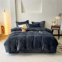 Reversible Velvet Duvet Cover - Black