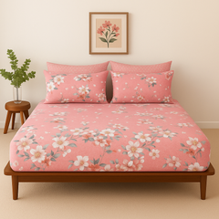 Pure Cotton Fitted Sheet Set - Cameo Pink