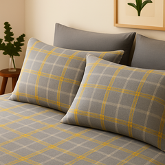 Pure Cotton Fitted Sheet Set - Checkered