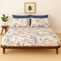 Pure Cotton Fitted Sheet Set - Botanical Leaves