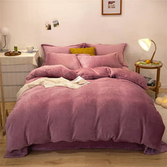 Reversible Velvet Duvet Cover - Dark Pink
