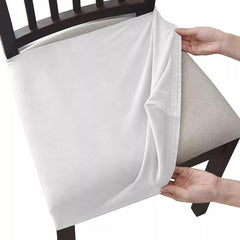 Stretchable Velvet Dining Seat Covers - White