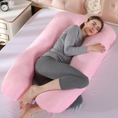 Full Body U Shape Velvet Pillow - Baby Pink