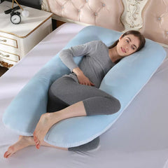 Full Body U Shape Velvet Pillow - Baby Blue