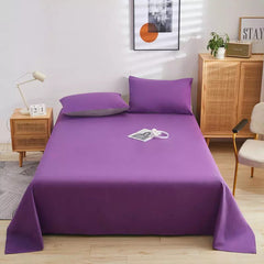 Cotton Sateen Plain Bed Sheet - Purple
