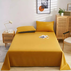 Cotton Sateen Plain Bed Sheet - Mustard Yellow