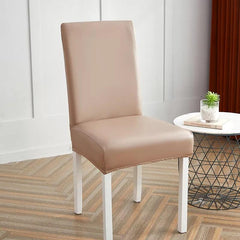 Waterproof Faux Leather Dining Chair Covers - Light Brown