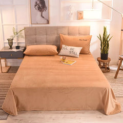Coral Velvet Flat Bed Sheet - Beige