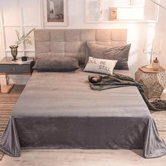 Coral Velvet Flat Bed Sheet - Silver Grey