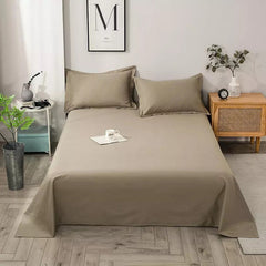 Cotton Sateen Plain Bed Sheet - Light Brown