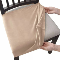 Stretchable Velvet Dining Seat Covers - Beige