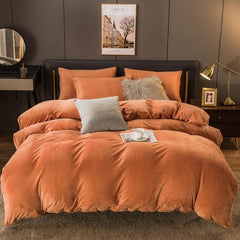 Reversible Velvet Duvet Cover - Rust Brown