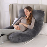 Full Body U Shape Velvet Pillow - Dark Grey