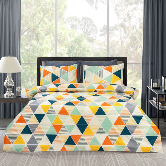 Pure Cotton Bed Sheet Set - Triangles