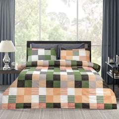 6 PCs Reversible Cotton Duvet Cover Set - Blocks