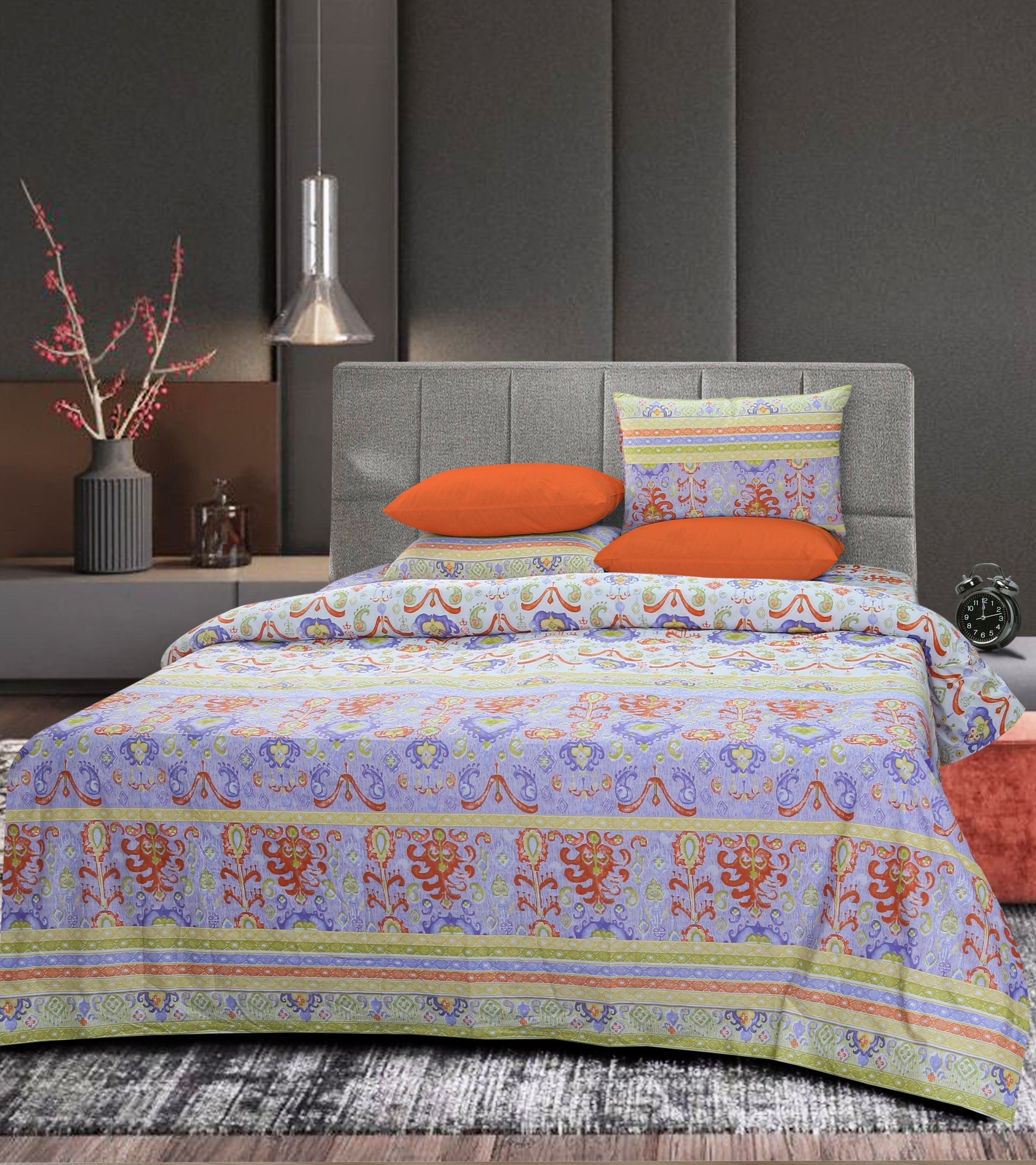 4 Pillows Cotton Bed Sheet - Abstract Paisley