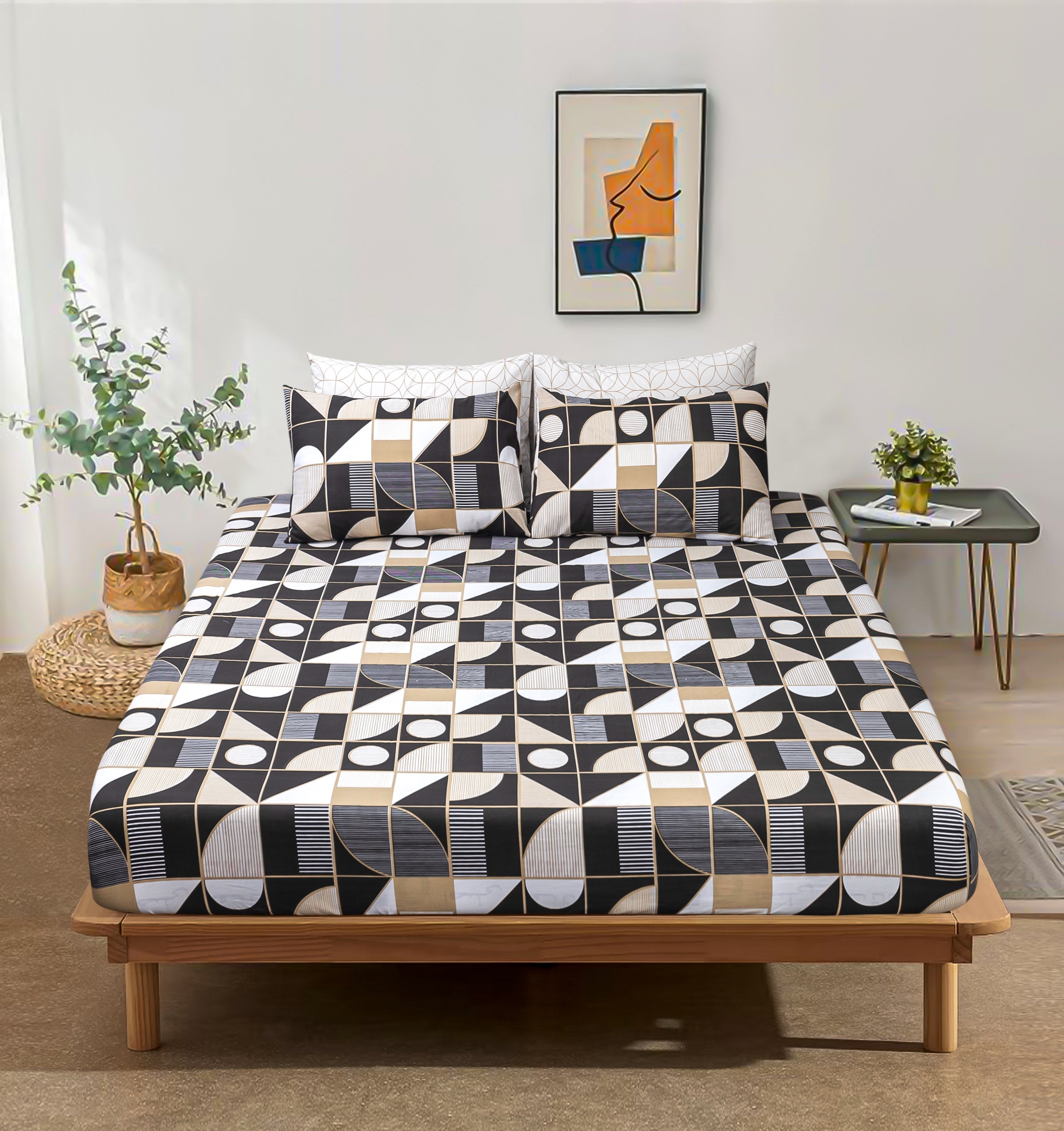 Pure Cotton Fitted Sheet Set - Trio Brown