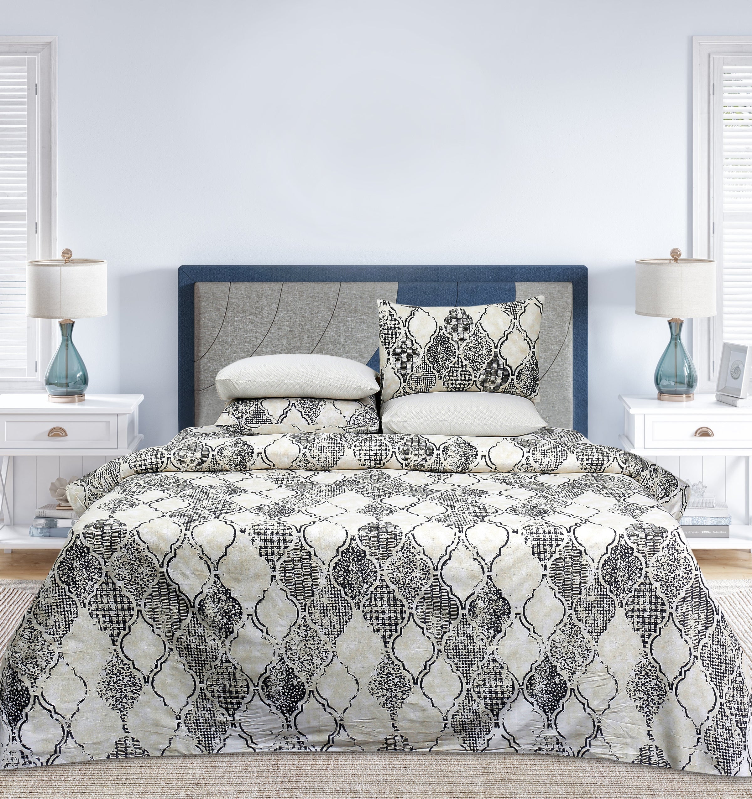 4 Pillows King Bed Sheet - Mughal Empire