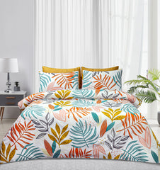 6 PCs Reversible Cotton Duvet Cover Set - Tropical Palm