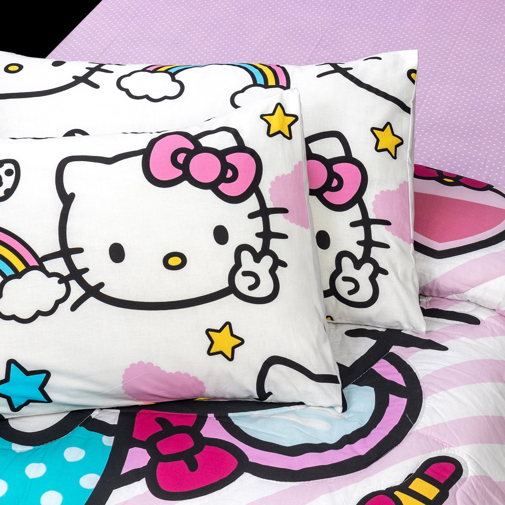 4-Piece Kids Cartoon Character Printed Bedspread Set - Hello Kitty
