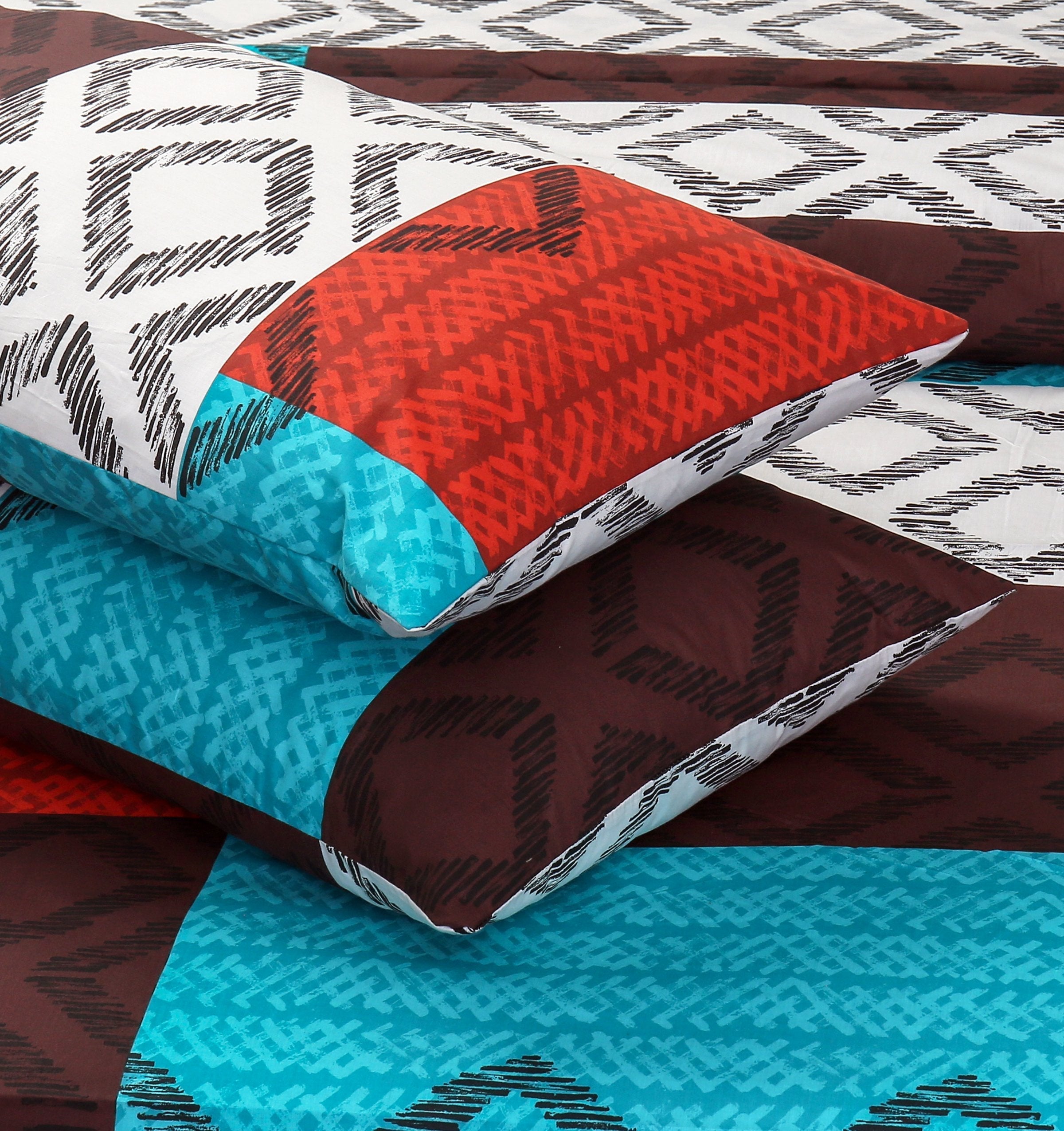 4 Pillows Cotton Bed Sheet - Patch