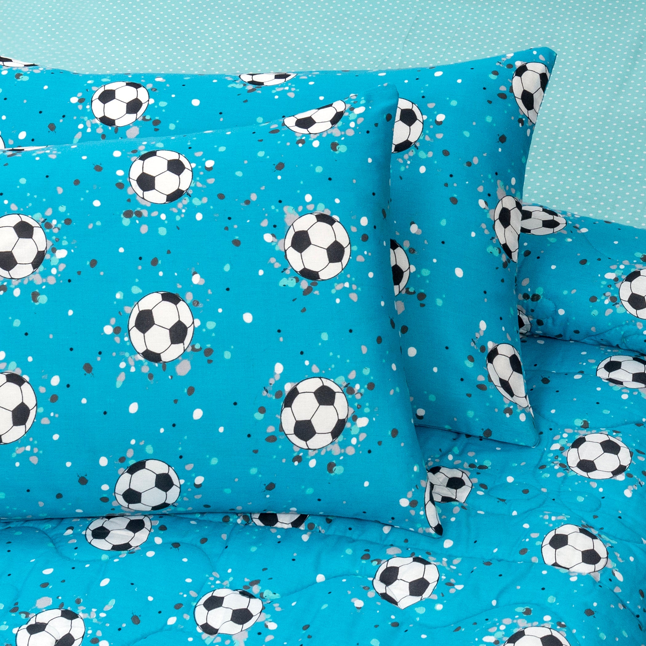 4-Piece Kids Cartoon Character Printed Bedspread Set - Foot Ball
