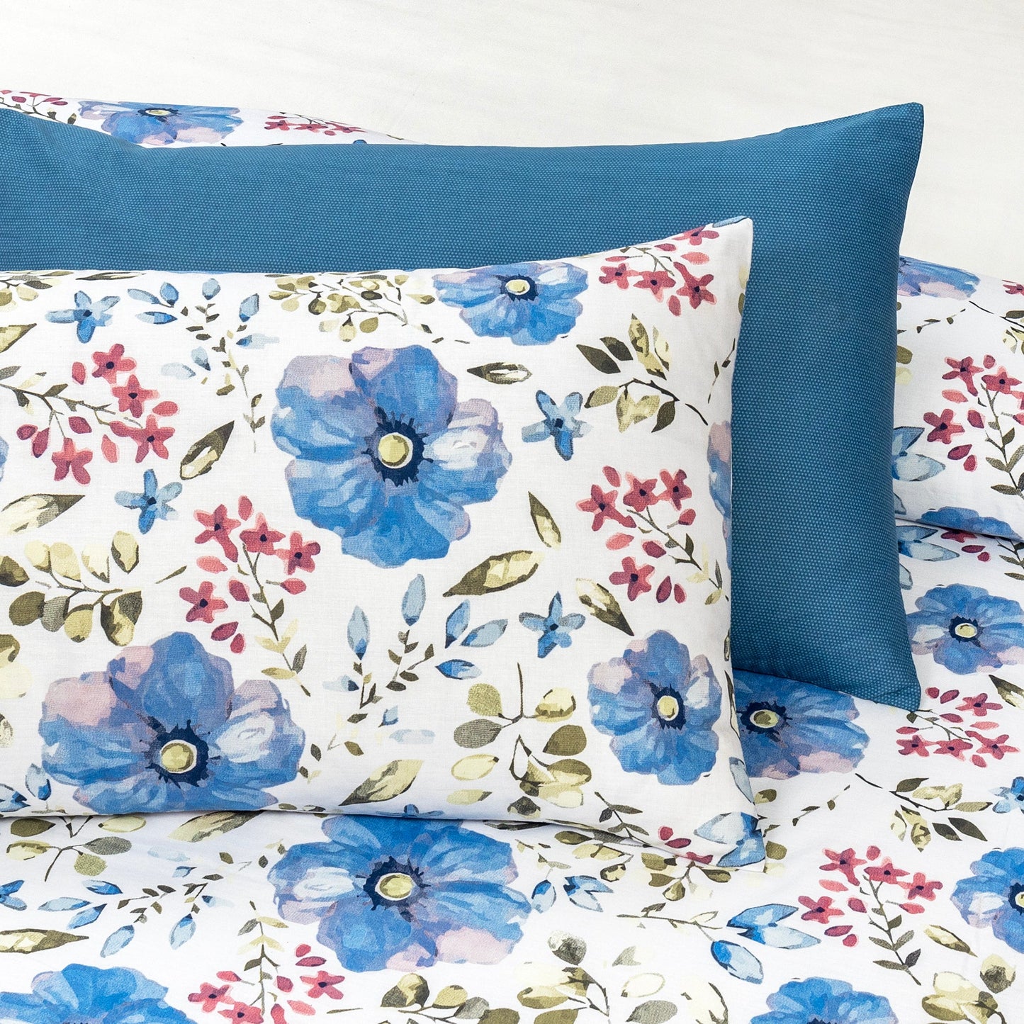 6 PCs Reversible Cotton Duvet Cover Set - Floral Valley