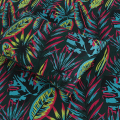 Pure Cotton Fitted Sheet Set - Neon Leaves