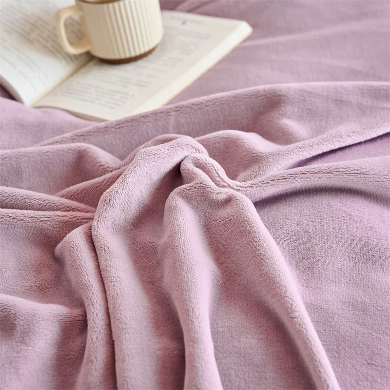 Reversible Velvet Duvet Cover With Velvet Sheet - Lilac and Grey