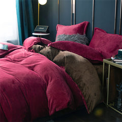 Reversible Velvet Duvet Cover - Mahroon & Choco Brown bub