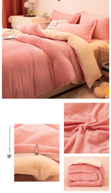 Reversible Velvet Duvet Cover - Pink With Ivory
