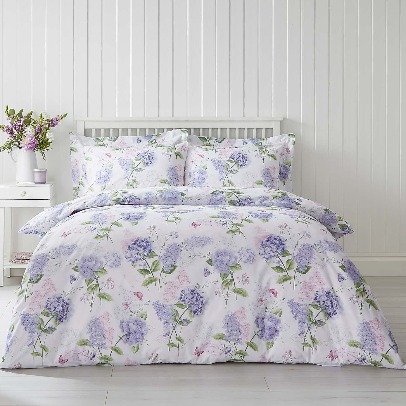 6 PCs Reversible Cotton Duvet Cover Set - Lilac