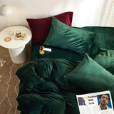 Reversible Velvet Duvet Cover - Emerald Green