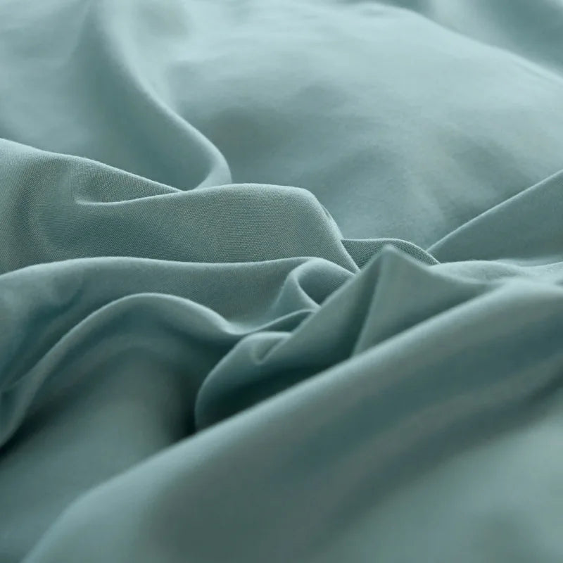 Pure Cotton Reversible Duvet Cover Set - Aqua Blue & Grey