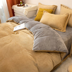 Reversible Velvet Duvet Cover - Khaki & Brown